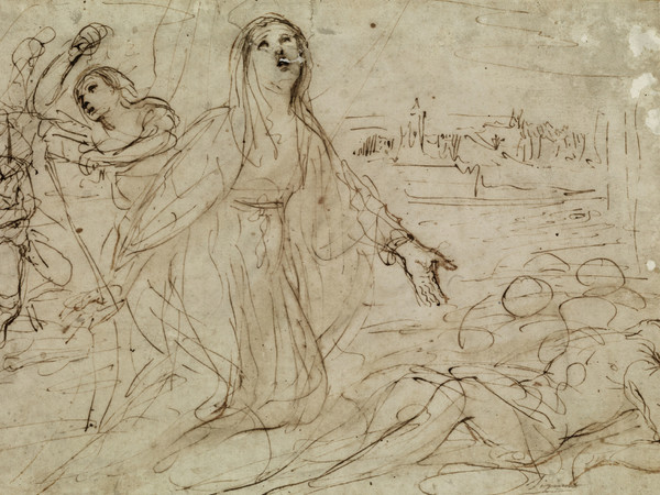 Giovanni Francesco Barbieri, detto il Guercino (Cento, 1591 - Bologna, 1666), Santa Genoveffa fra gli appestati, 1630, Inchiostro su carta, Cento, Pinacoteca Civica