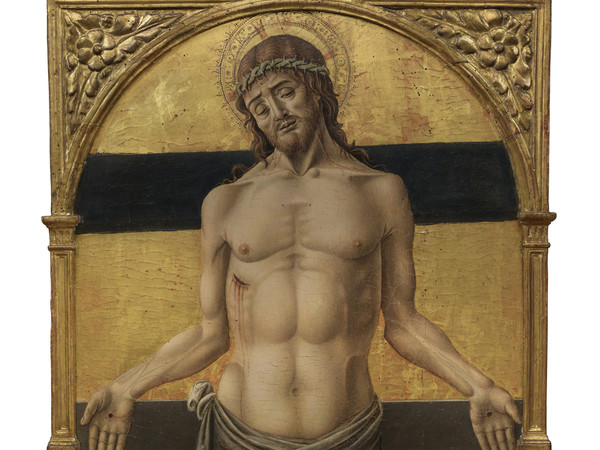 Bartolomeo Vivarini, Cristo in pietà, 1485-1490, tempera su tavola, fondo oro, cm. 48 x 48