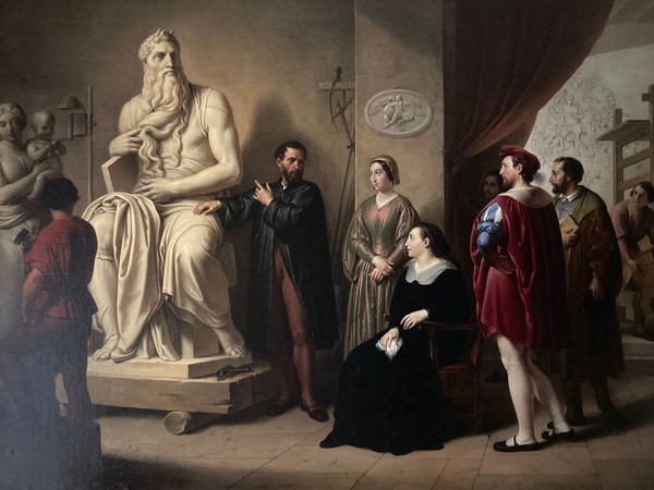 Filippo Bigioli,  Vittoria Colonna visita lo studio di Michelangelo, 1850, olio su tela, cm. 120x173. Pistoia, collezione privata;