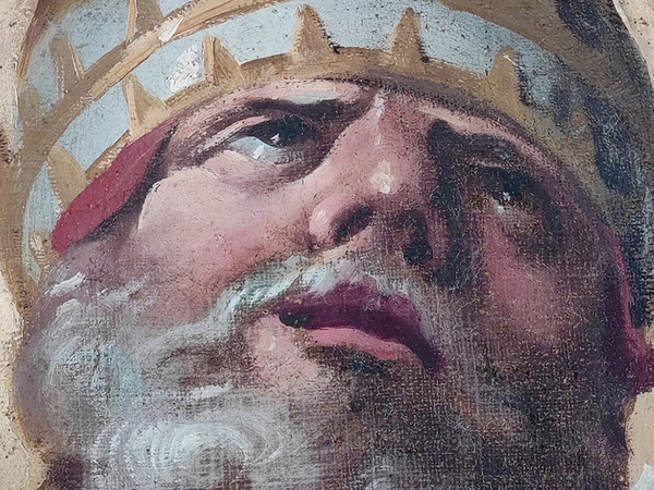 Giacomo Ceruti, San Pietro in gloria (particolare), cm. 145x120. Dopo il restauro. Gandino, Basilica di S. Maria Assunta