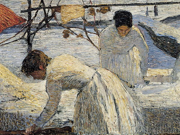 Carlo Fornara, Le lavandaie, 1898, olio su tavola, 27 x 57 cm.