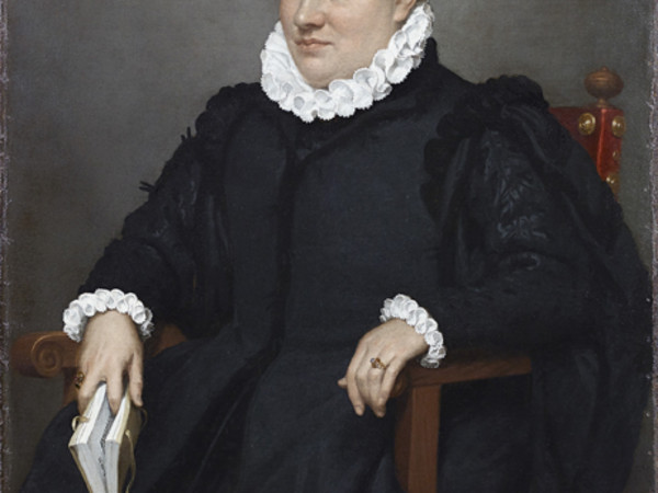 Giovan Battista Moroni Albino, Ritratto di gentildonna con libro, circa 1570 olio su tela, collezione Lochis, 1866