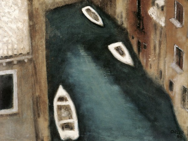 Davide Orler, Il Canale dal mio studio a Venezia, 1959-1960, Olio su tela, 60 x 60 cm, Brescia, Collezione Privata