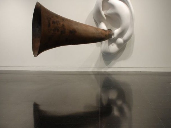 John Baldessari, Beethoven's Trumpet (with Ear) Opus # 127, 130, 131, 132, 133, 135, 2007. Resin, fiberglass, bronze, aluminum, and electronics, series of 6