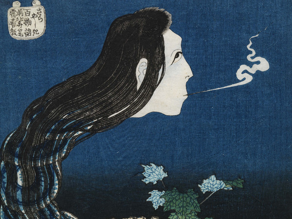 Katsushika Hokusai, Il Fantasma di Okiku al Plate Mansion, dalla serie Cento Storie di Fantasmi (葛飾北斎「百物語　さらやしき) | Courtesy of The Sumida Hokusai Museum, Tokyo