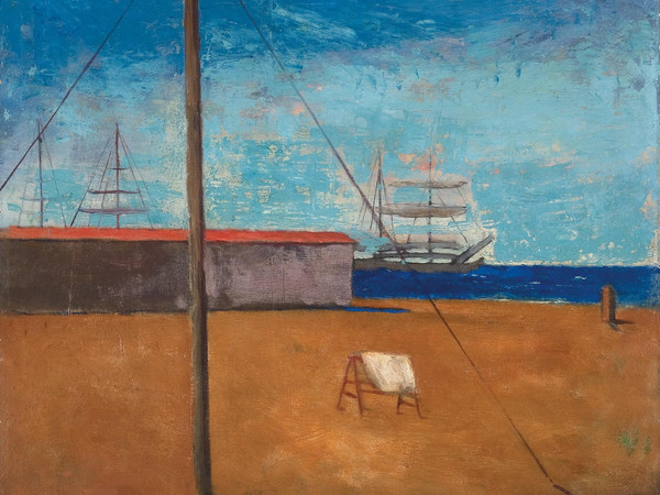 Carlo Carrà, Mattino sul mare, 1928, olio su tela su cartone. Collezione privata in deposito a lungo termine presso Ca’ Pesaro-Galleria Internazionale d’Arte Moderna-Fondazione Musei Civici di Venezia