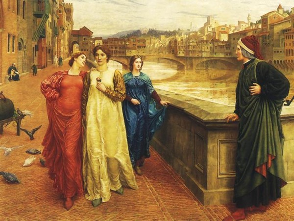 Henry Holiday, Dante incontra Beatrice al ponte Santa Trinita, 1883.