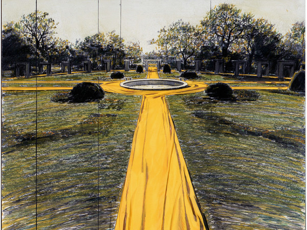 Christo, Wrapped Walk Ways (Project for Loose Park, Kansas City, Missouri), Collage 1978, 28 x 22