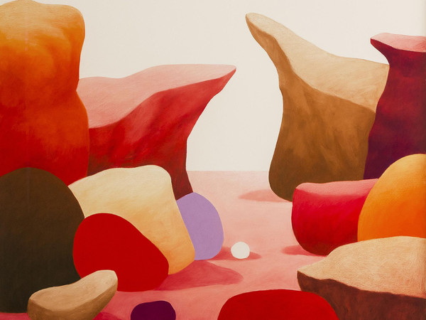 Nicolas Party, Rocks, 2014. Pastello morbido su tela, 150 x 180 cm. Collezione Donald Porteous I Ph. Michael Wolchover 