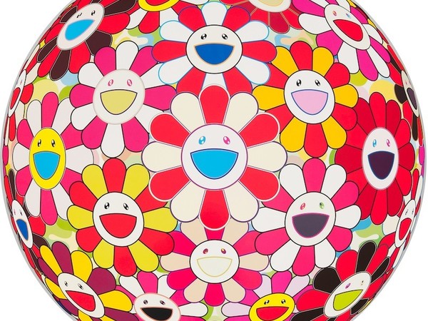 Takashi Murakami, Flowerball 3D Goldfish Colors, tecnica mista, 71x71cm, 300 esemplari, firmato e numerato, 2010