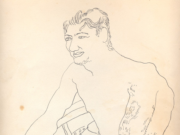 Tancredi Parmeggiani, Senza titolo (Uomo in barca), s.d., China su carta 24.2  x 32.7 cm Collezione privata, Mestre