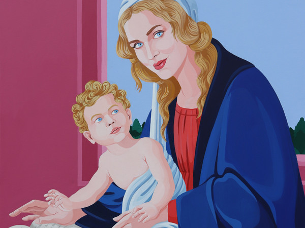 Giuseppe Veneziano, La madonna degli Influencer, 2021, acrilico su tela, 110x80 cm.