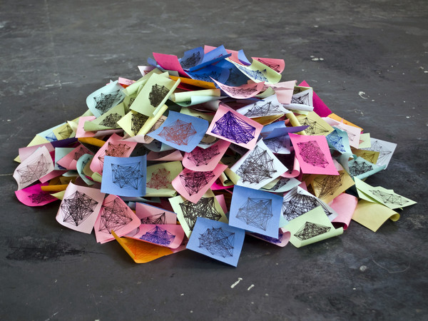 Maria Teresa Ortoleva, Leaves, Matter as an aggregate of images, 8x8cm each, mixed media