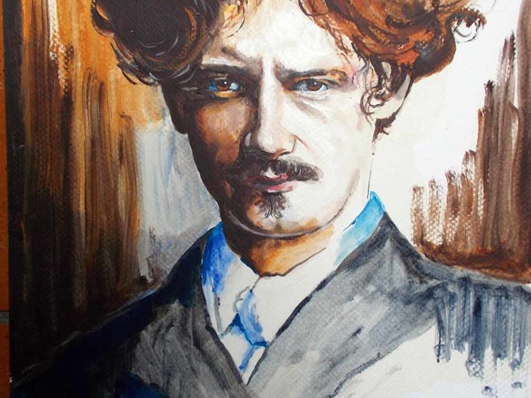 Gabriele Reina, Ritratto di Ignacy Jan Paderewski, olio su carta, cm. 45x32