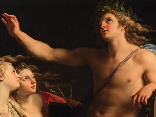 Pompeo Batoni, Apollo, la Musica e la Geometria (particolare), 1741, olio su tela, Collezione Fondazione Francesco Federico Cerruti per l’Arte, Deposito a lungo termine, Castello di Rivoli Museo d’Arte Contemporanea, Rivoli-Torino