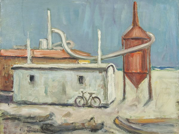 Alfredo Catarsini, Silos, 1950, olio su cartone telato, cm. 40x50. Fondazione Alfredo Catarsini 1899