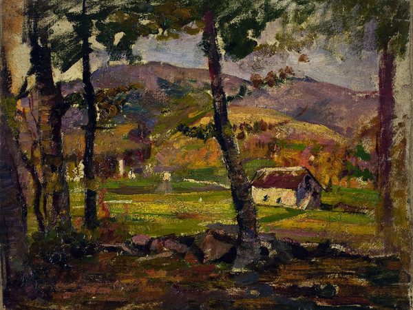 Carlo Fornara, Paesaggio, 1893. Olio su tela, 31x38 cm