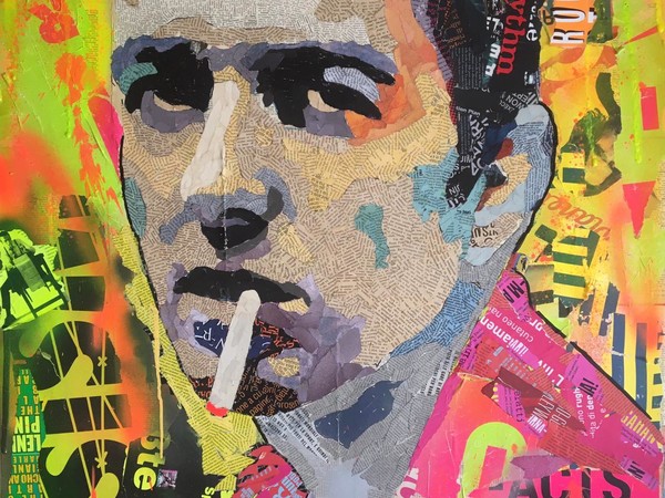 Alejandro Pereyra, Joe, papier collé, 2021, cm. 120x80