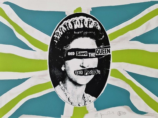  Jamie Reid, God Save the Queen Sex Pistols, litografia, cm. 72x100