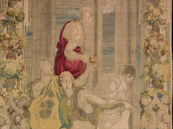 Giuseppe trattiene Beniamino, 1546-1547. Disegno e cartone di Pontormo. Atelier di Jan Rost. Roma, Presidenza della Repubblica