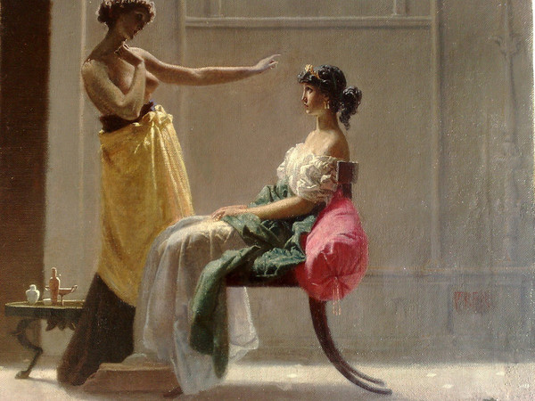 Federico Faruffini, Toeletta antica, 1865, olio su tela, cm 40 x 49,5. Collezione privata
