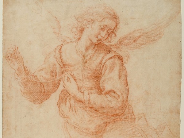 Carlo Dolci (Firenze, 1616-1687), Studio di angelo in volo, 1638-1640 circa. Matita rossa su carta paglierina. Roma, Istituto Nazionale per la Grafica