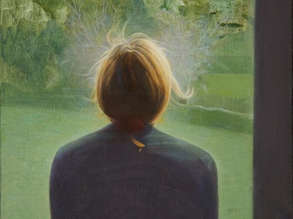 Giuseppe Colombo, Ragazza alla finestra, olio su tela, cm 30x40, 2010