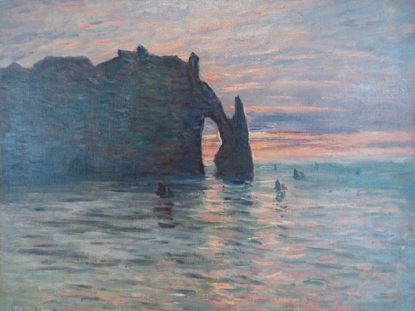 Claude Monet, Soleil couchant à Etretat, 1883, Olio su tela, Musée des Beaux-Arts de Nancy