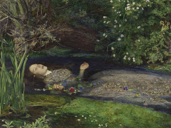 John Everett Millais (1829 - 1896), Ofelia, 1851-1852, Olio su tela, 111.8 x 76.2 cm, Tate, Presented by Sir Henry Tate 1894 | © Tate, London 2019