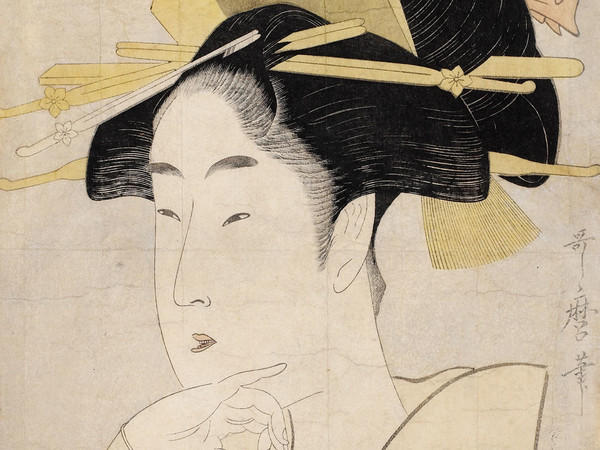 Kitagawa Utamaro, Ritratto di beltà, 1795 circa, Silografia policroma, 36.9 x 24.6 cm, Honolulu Museum of Art | Courtesy of Palazzo Reale, Milano 2016