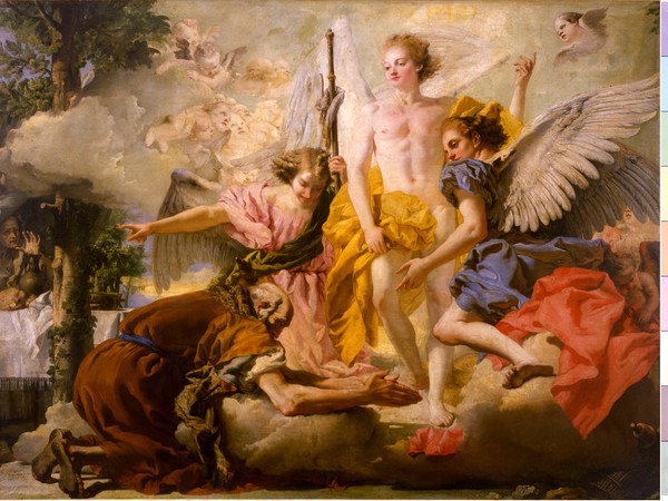 Giandomenico Tiepolo, Abramo e i tre angeli, olio su tela, cm 199x281. Venezia, Gallerie dell’Accademia