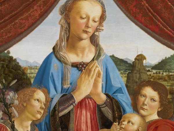 Andrea del Verrocchio (Firenze, 1435 circa - Venezia, 1488), Madonna col Bambino e due angeli (Madonna di Volterra), 1471-1472 circa, Tempera su tavola, 70.5 x 96.5 cm, Londra, The National Gallery, inv. NG296 (acquisto 1857) | © The National Gallery, London