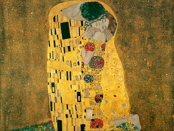 Gustav Klimt, Il bacio, 1907-1908, Olio su tela, 180 x 180 cm, Osterreichische Galerie Belvedere, Vienna