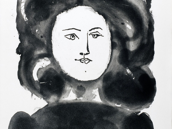 Pablo Picasso, Da Vingt poèms de Gòngora, 1948, Femme à la fraise, de profil, acquatinta allo zucchero, acquaforte