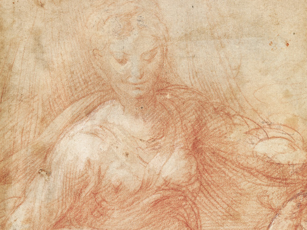 Girolamo Francesco Maria Mazzola, detto Parmigianino (Parma, 1503 - Casalmaggiore, 1540), Madonna col Bambino, 1529 circa, Pietra rossa con tracce di biacca su carta gialletta, Gabinetto dei Disegni e delle Stampe, Gallerie degli Uffizi, Firenze