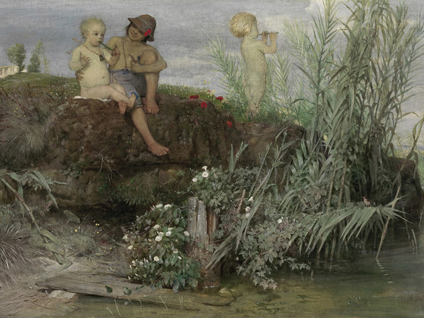 Arnold Böcklin, <em>Bambini che intagliano zufoli</em>, 1865, olio su tela, cm. 64.5 x 96.5. Kunst Museum Winterthur, Fondazione Oskar Reinhart