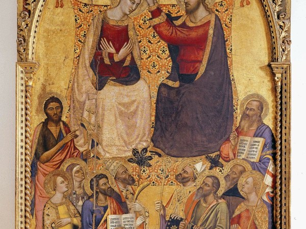 Jacopo di Cione e collaboratori, Incoronazione della Vergine fra i santi, 1372-1373, tempera su tavola. Firenze, Galleria dell’Accademia di Firenze