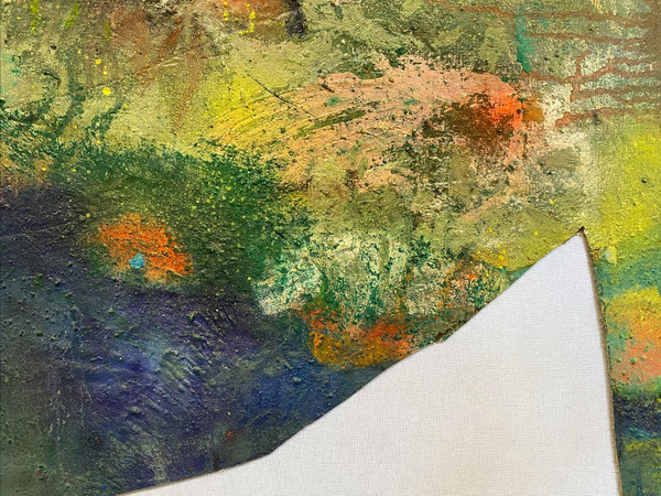 Lara Ilaria Braconi, <em>Bimba</em>, 2022, Olio pigmenti cotone juta, 170 × 200 cm, (Dettaglio) | Courtesy Lara Ilaria Braconi