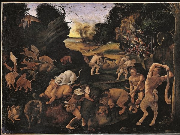 Piero di Cosimo (Firenze 1462 – 1522), La caccia, 1494-1500 circa. Dipinto su tavola trasferito su masonite. New York, The Metropolitan Museum of Art, Dono di Robert Gordon