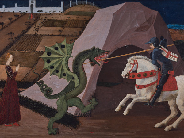 Paolo di Dono, Detto Paolo Uccello, <em>San Giorgio e il drago</em>, 1430-1435, Tavola in legno dipinta, 131 x 103 cm, Parigi, Musée Jacquemart-André | Courtesy Fondazione Giorgio Cini Onlus