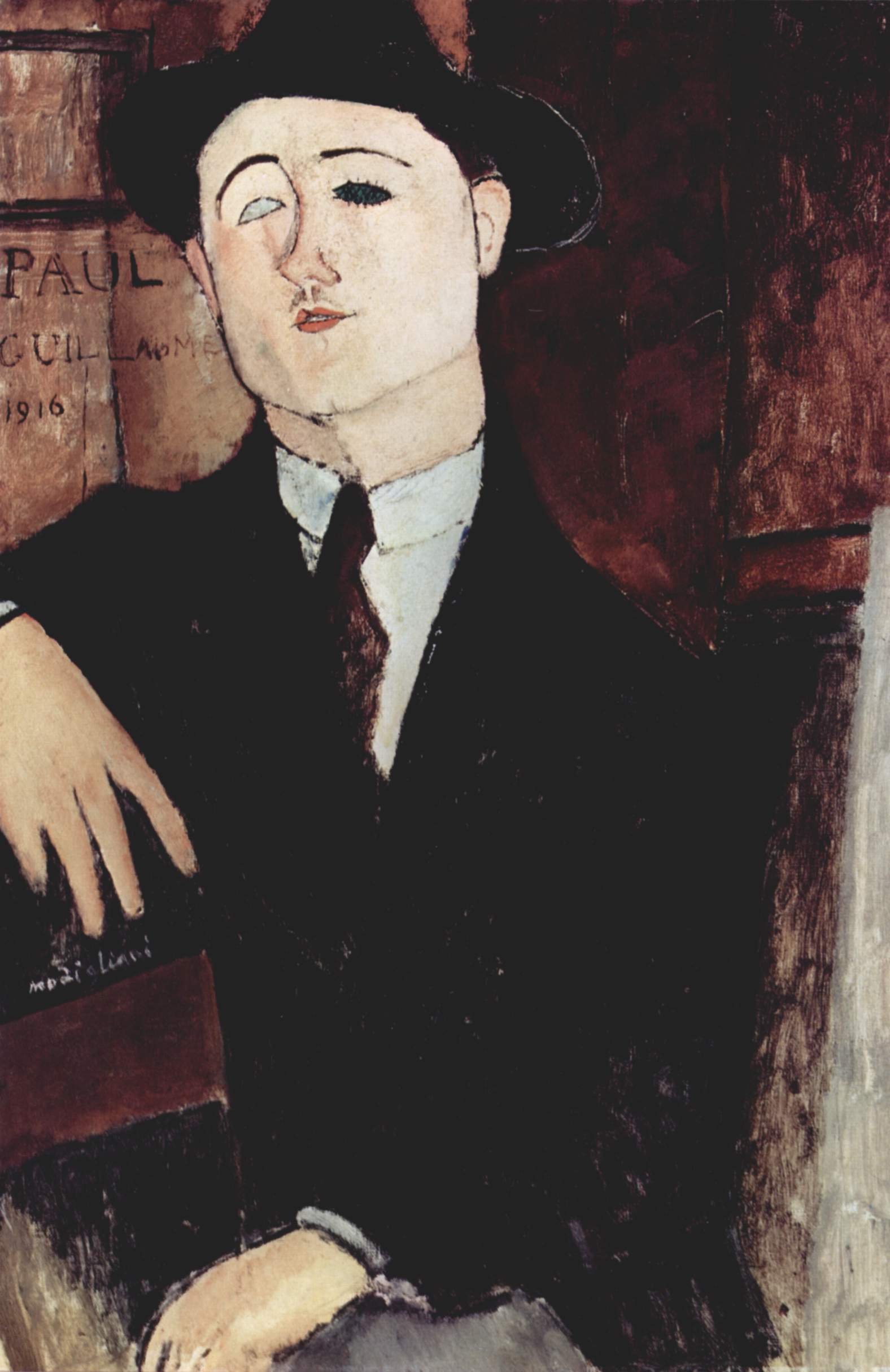 Amedeo Modigliani, Ritratto di Paul Guillaume, 1910, Olio su tela, 54 x 81 cm, Milano, Museo del Novecento