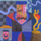 Fortunato Depero, Architettura sintetica di uomo (Uomo con i baffi). Olio su tela, cm 110x60. © Mart, Collezione privata
