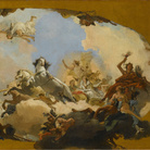 Giovanni Battista Tiepolo, Apollo conduce al genio della Nazione germanica Beatrice di Burgundia, Schizzo a olio per l'affresco del soffitto nella sala imperiale della residenza di Würzburg, 1751, Olio su tela, 106.5 x 65.3 cm</