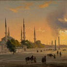 Ippolito Caffi, Costantinopoli: l’ippodromo, Olio su cartoncino intelato, 29 x 17 cm, Firmato: Caffi. L’ippodromo