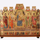 Madonna in trono con Bambino che incorona S. Caterina e altri Santi (Polittico di Trapani), fine XIV- inizi XV sec. Tempera su tavola, cm 188 x 267. Provenienza: Trapani, Chiesa della confraternita di Sant’Antonio Abate. Trapani, Museo Pepoli