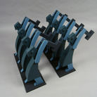 Fortunato Depero,  Martellatori, 1923 (ricostruzione) legno verniciato, otto pezzi, ciascuno 70 x 22 x 50 cm
