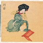 Kim Hongdo (attribuito), Donna che si acconcia i capelli (Woman Doing Her Hair), Color on paper, 24.7&times;26.0cm | Courtesy &copy; Seoul National University Museum
