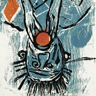 Georg Baselitz, Orangenesser V (Orange Eater V), 1981-1984, Linoleografia, Collezione privata | Courtesy © Georg Baselitz 2026 | Foto: Jochen Littkemann Georg Baselitz, Orangenesser V (Orange Eater V), 1981-1984, Linoleografia, Collezione privata | Courtesy © Georg Baselitz 2026 | Foto: Jochen Littkemann