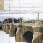 Christo and Jeanne-Claude, The Pont Neuf Wrapped (Project for Paris), Drawing in 2 parts 1985, 15 x 65
