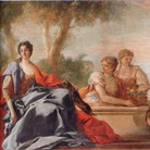 Giovanni Antonio Pellegrini, Ritratto di dama in un giardino e le ancelle al pozzo, 1719, Olio su tela, 310 x 184 cm